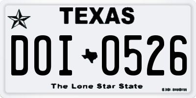 TX license plate DOI0526