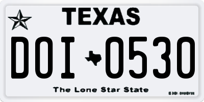 TX license plate DOI0530