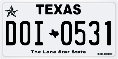 TX license plate DOI0531