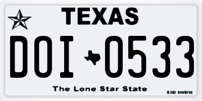 TX license plate DOI0533