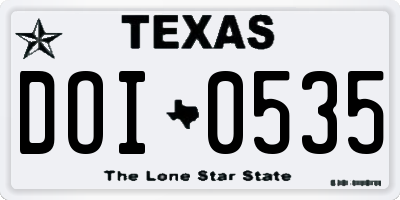 TX license plate DOI0535