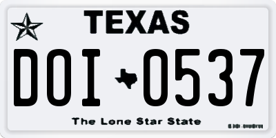 TX license plate DOI0537