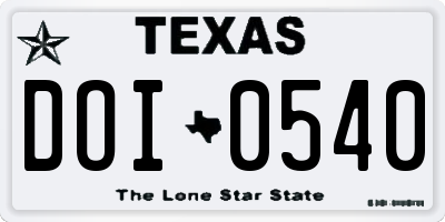 TX license plate DOI0540