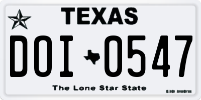 TX license plate DOI0547