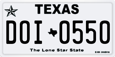 TX license plate DOI0550