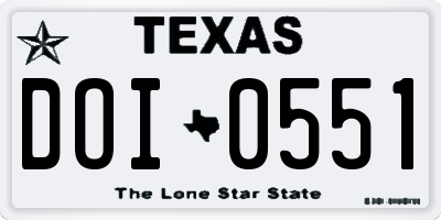 TX license plate DOI0551