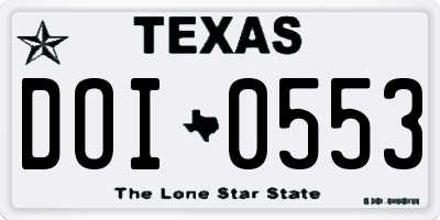 TX license plate DOI0553