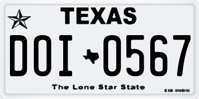 TX license plate DOI0567