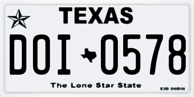 TX license plate DOI0578