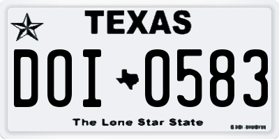 TX license plate DOI0583