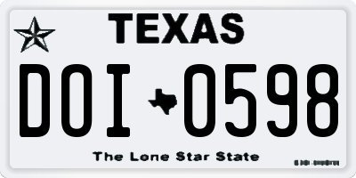 TX license plate DOI0598