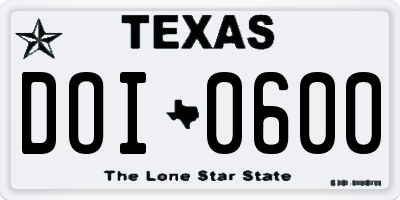 TX license plate DOI0600
