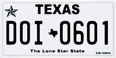 TX license plate DOI0601