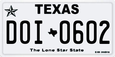 TX license plate DOI0602