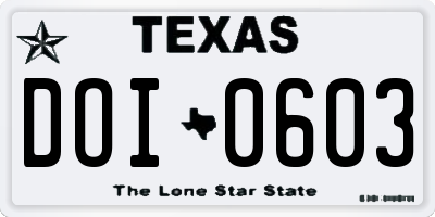 TX license plate DOI0603