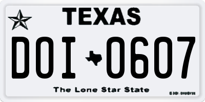 TX license plate DOI0607