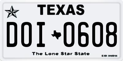TX license plate DOI0608