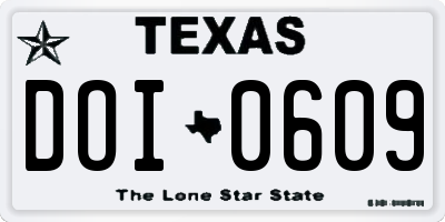 TX license plate DOI0609