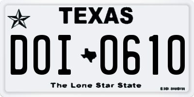 TX license plate DOI0610