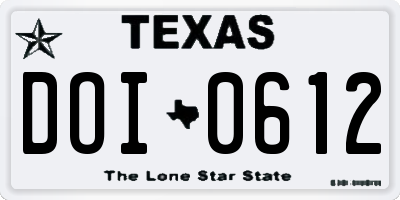 TX license plate DOI0612