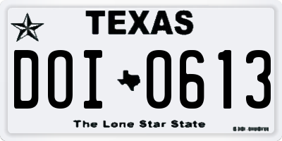 TX license plate DOI0613