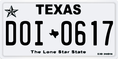 TX license plate DOI0617