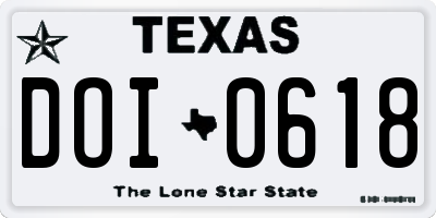 TX license plate DOI0618