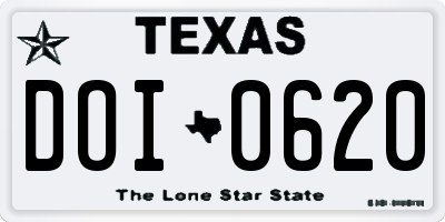 TX license plate DOI0620