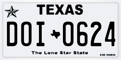TX license plate DOI0624