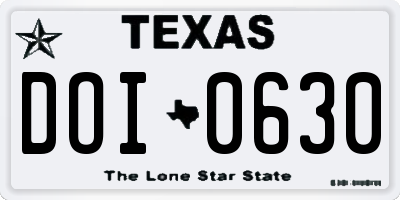 TX license plate DOI0630