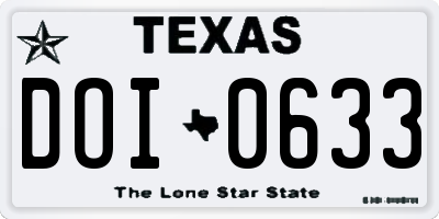 TX license plate DOI0633
