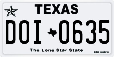 TX license plate DOI0635