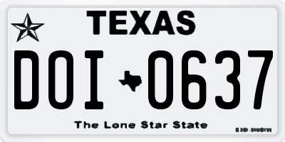 TX license plate DOI0637