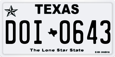 TX license plate DOI0643