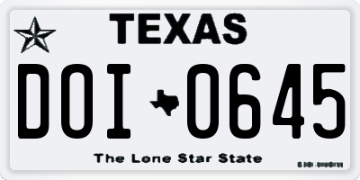 TX license plate DOI0645