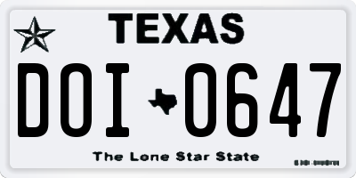 TX license plate DOI0647