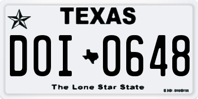 TX license plate DOI0648