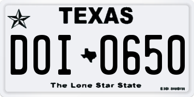TX license plate DOI0650