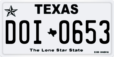 TX license plate DOI0653