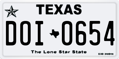 TX license plate DOI0654