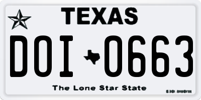 TX license plate DOI0663