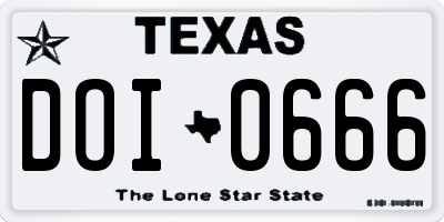 TX license plate DOI0666