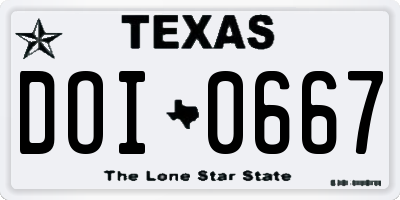 TX license plate DOI0667
