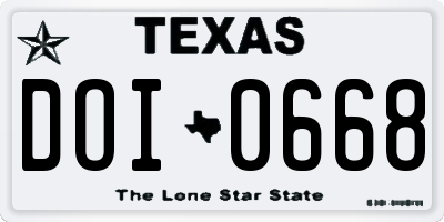 TX license plate DOI0668