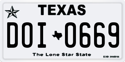 TX license plate DOI0669