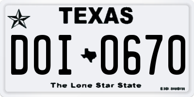 TX license plate DOI0670