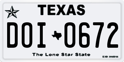 TX license plate DOI0672