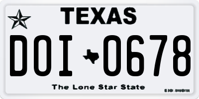 TX license plate DOI0678