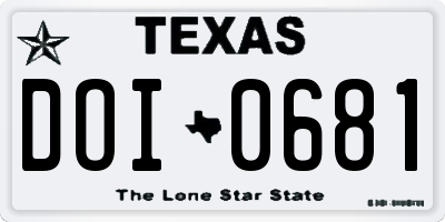TX license plate DOI0681