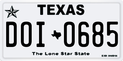 TX license plate DOI0685